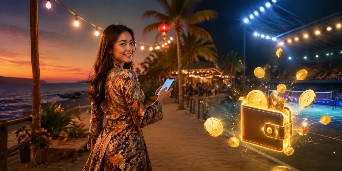 Pengguna Malaysia dalam pakaian batik melakukan deposit melalui aplikasi mudah alih 342
